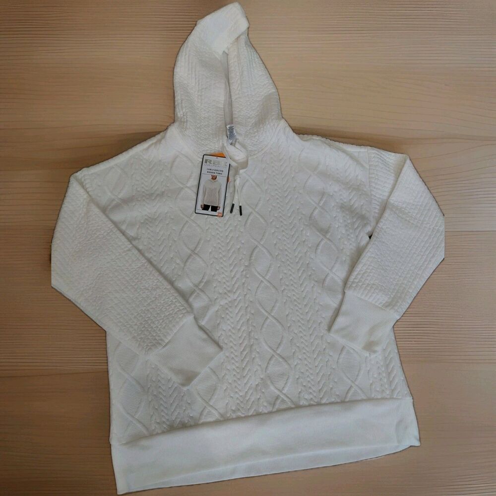 RBX Women's Hooded Textured Sweatshirt Size M Cream Color